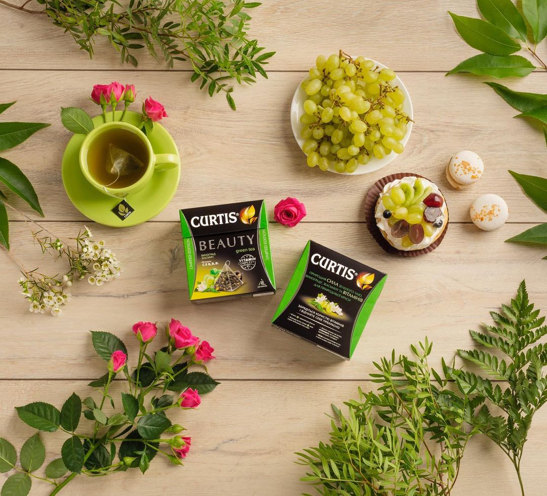 CURTIS Beauty Tea - Zeleni čaj sa laticama jasmina i komadićima grožđa, 15 x 1,7g