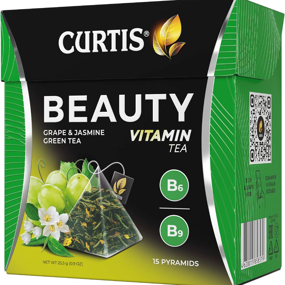 CURTIS Beauty Tea - Zeleni čaj sa laticama jasmina i komadićima grožđa, 15 x 1,7g