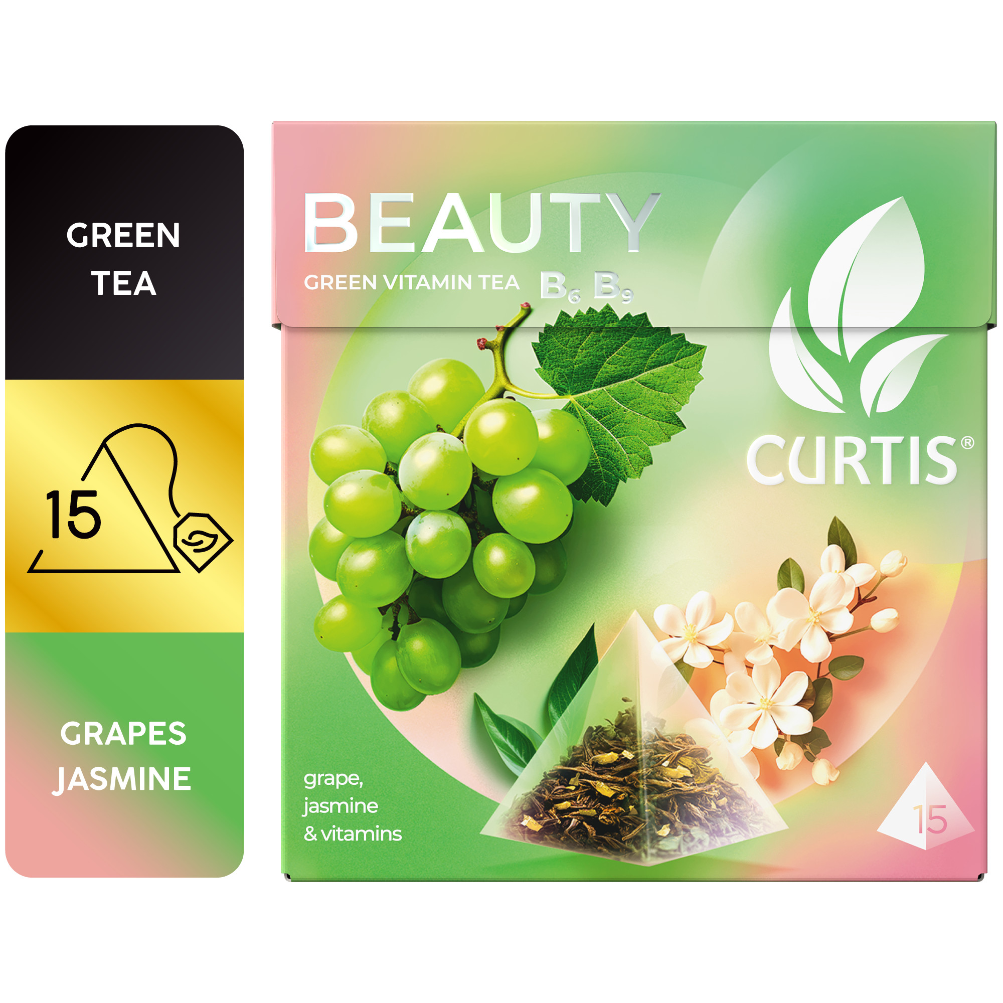 CURTIS Beauty Tea - Zeleni čaj sa laticama jasmina i komadićima grožđa, 15 x 1,7g