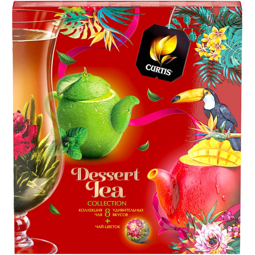 CURTIS Dessert Tea Collection & Blossom Tea - Kombinacija čajeva, 8 ukusa plus čaj u obliku cveta, 40 kesica, 85,5g