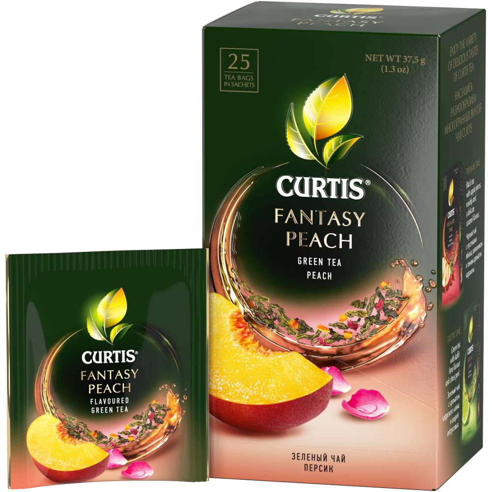 CURTIS Fantasy Peach – Zeleni čaj sa komadićima jabuke, breskve i laticama ruže, 25 x 1,5g