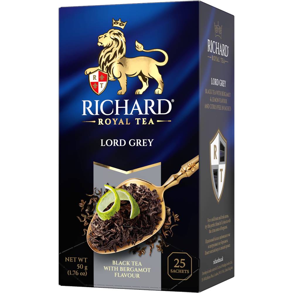 RICHARD Lord Grey - Crni čaj sa aromom bergamota, aromom limuna i korom citrusa, 25x2g