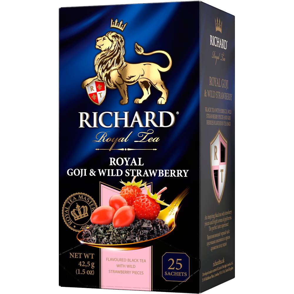 RICHARD Royal Goji & Wild Strawberry - Crni čaj sa hibiskusom i aromom jagode godži, 25 x 1.7g