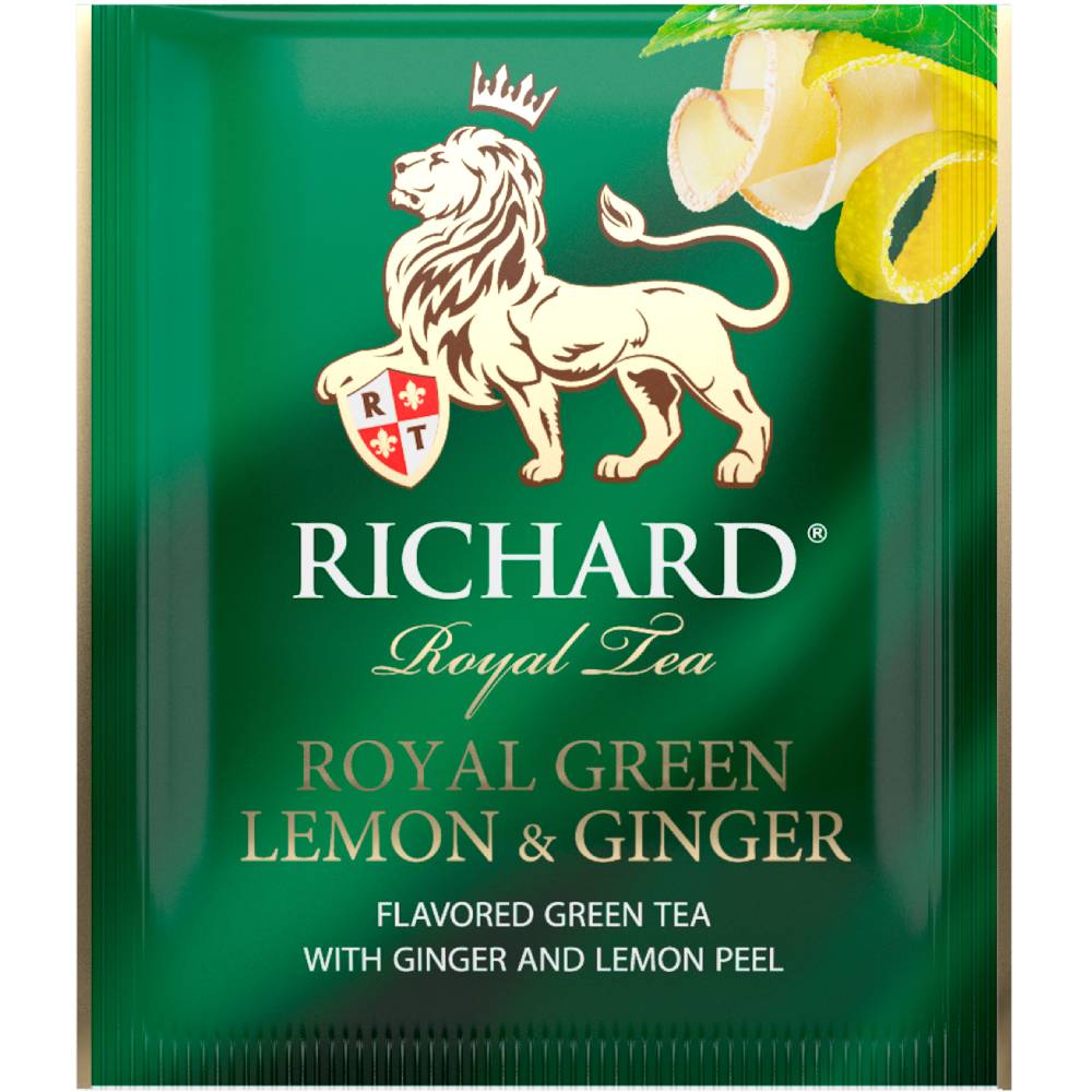 RICHARD Royal Green Lemon & Ginger  – Zeleni čaj sa đumbirom, limunom i šipurkom, 25 x 1,5g
