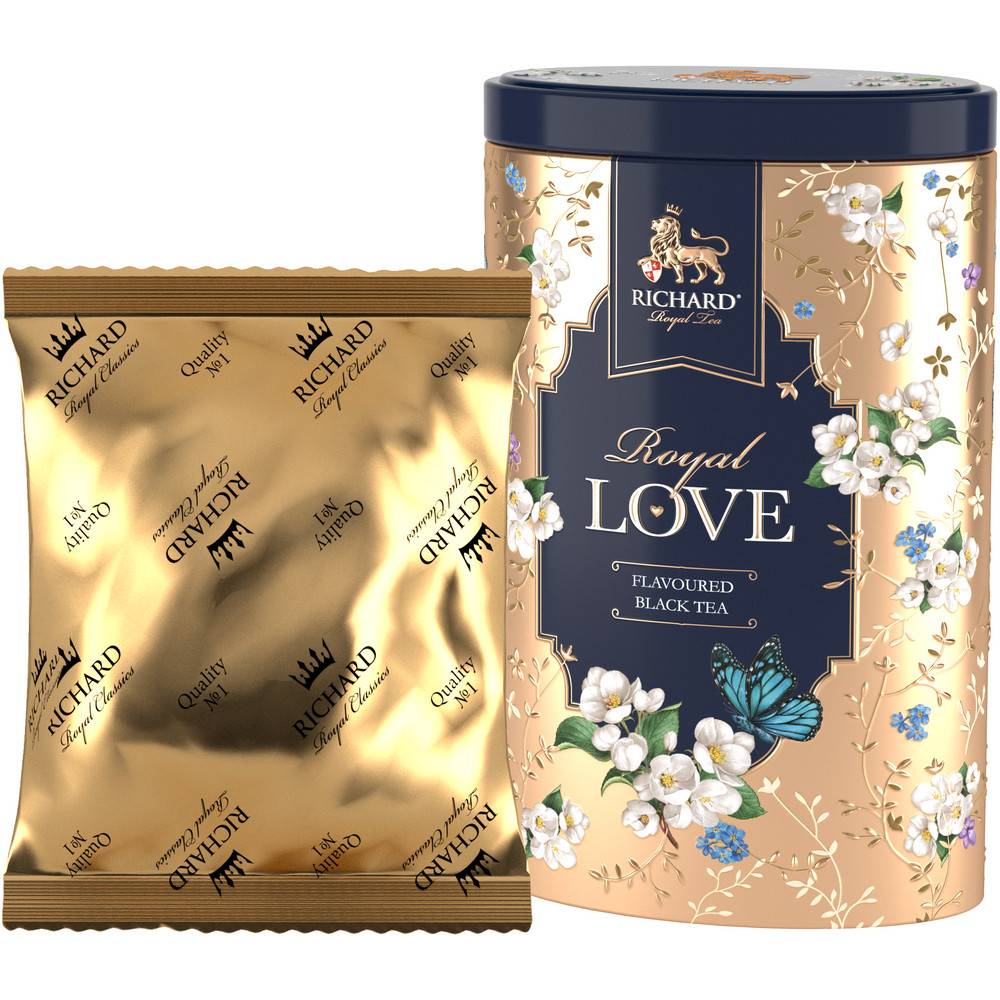 RICHARD Royal Love - Crni cejlonski čaj sa bergamotom, narandžom i vanilom, 80g rinfuz, GOLD metalna kutija