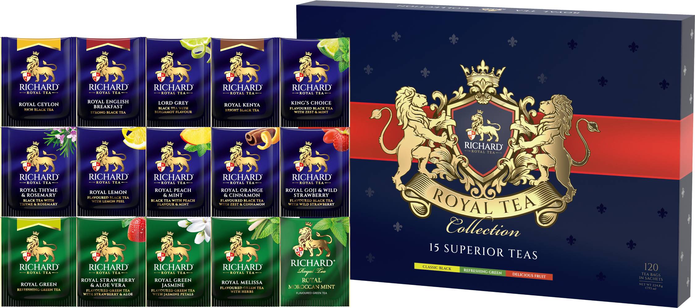 RICHARD Royal Tea Collection - Kombinacija čajeva, 120 posebno pakovanih kesica, 224,8g