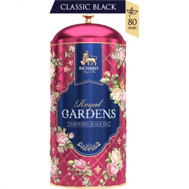 RICHARD Royal Gardens - Crni čaj sa aromom pitaje i laticama cveća, 80g rinfuz, RED metalna kutija