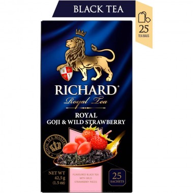 RICHARD Royal Goji & Wild Strawberry - Crni čaj sa hibiskusom i aromom jagode godži, 25 x 1.7g