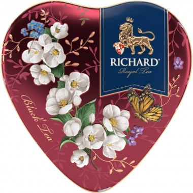 RICHARD Royal Heart - Crni cejlonski čaj, sa bergamotom, vanilom, narandžom i laticama ruže, 30g rinfuz, RED metalna kutija