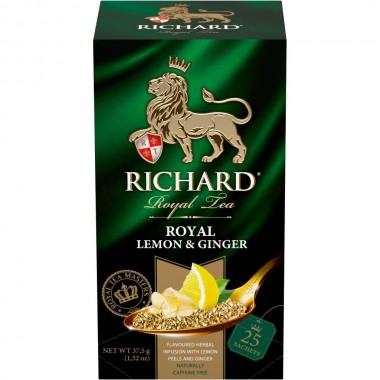 RICHARD Royal Lemon & Ginger – Biljni čaj od đumbira, limuna i šipurka, 25 x 1,5g